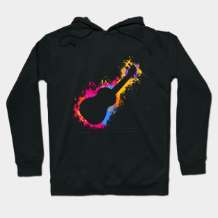 Chromatic Harmony - Colourful Ukulele Paint Splatters Hoodie